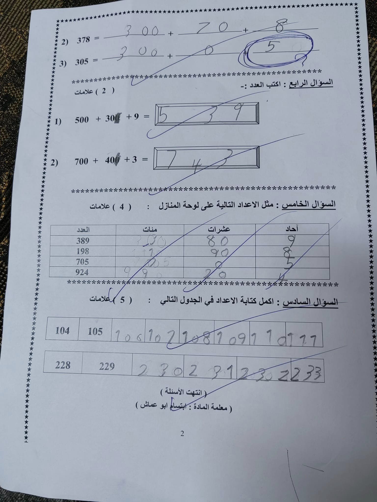 MTg1MzQwLjA5MTY4 بالصور امتحان الشهر الاول لمادة الرياضيات للصف الثاني الفصل الاول 2023